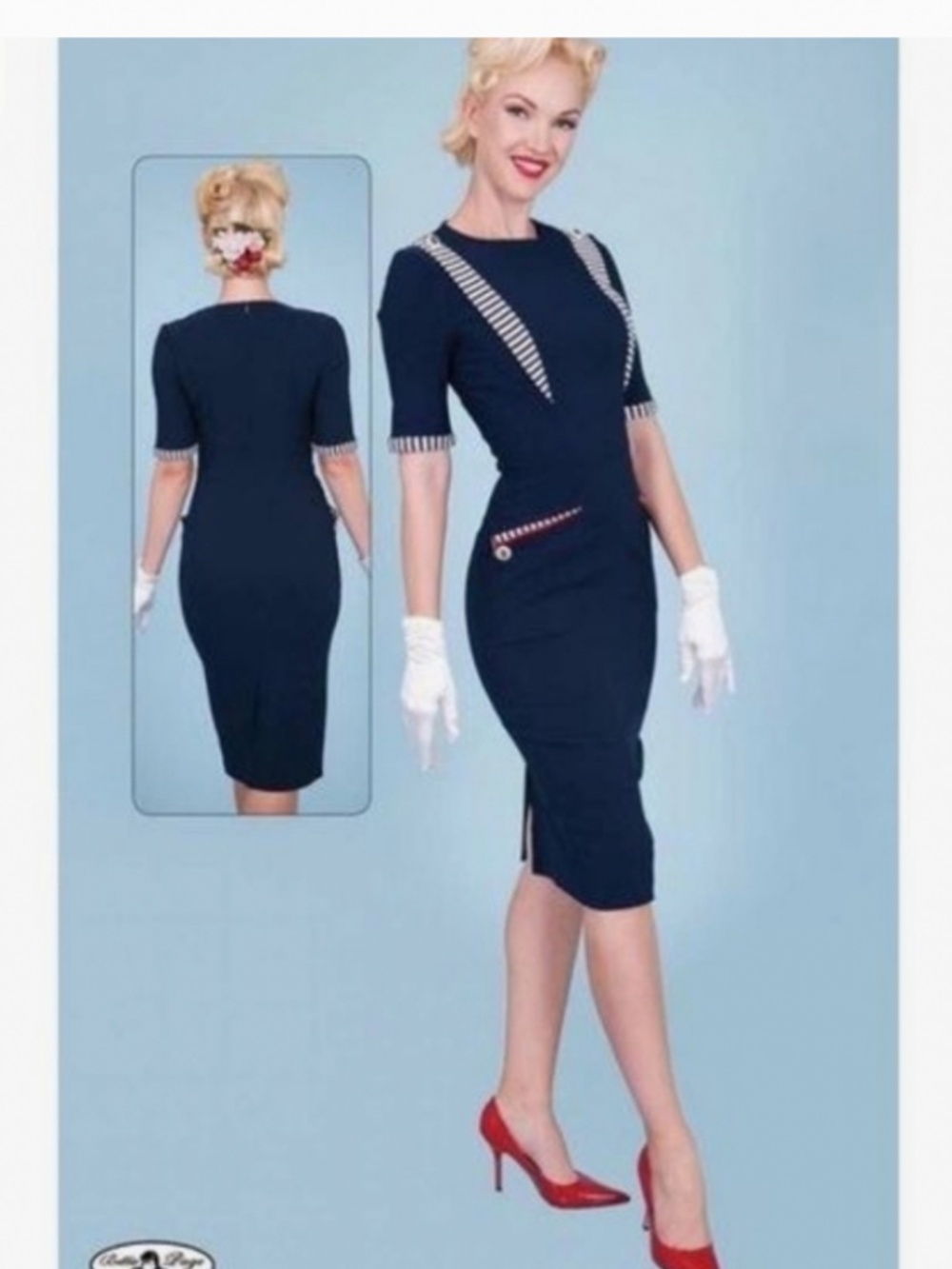 Tatyana navy sailor wiggle dress